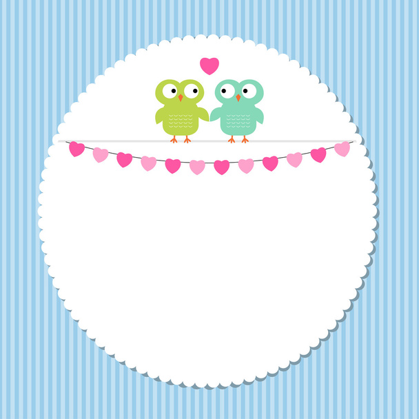 Frame with owl couple - Vector, imagen