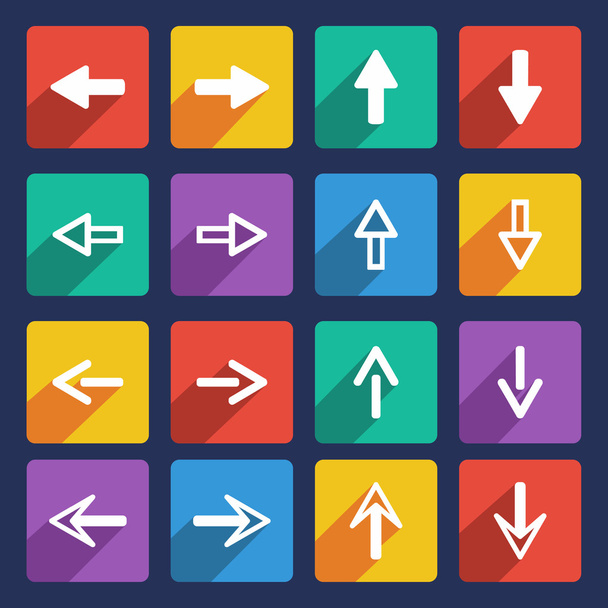 Modern, flat, colorful arrows icon set in vector. - Vector, Image