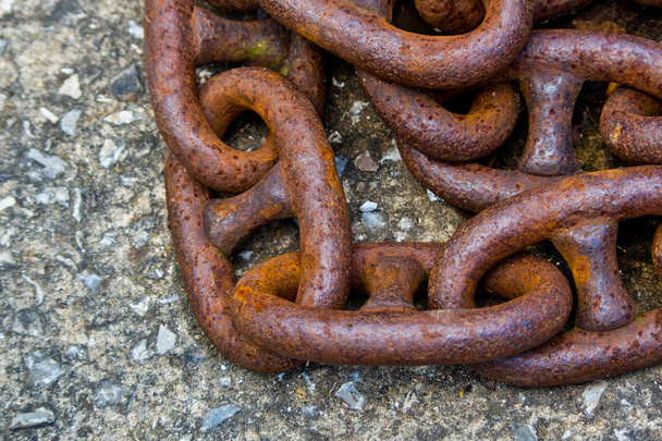 Rusty zincir ve dokuma - Fotoğraf, Görsel