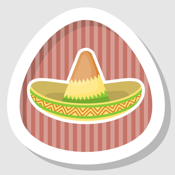 Chapéu mexicano colorido ícone plano
 - Vetor, Imagem