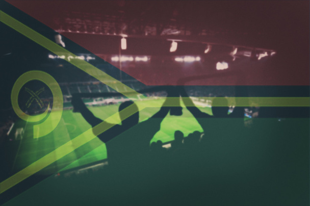 sportovní stadion s fanoušky a prolnutí vlajka Vanuatu - Fotografie, Obrázek