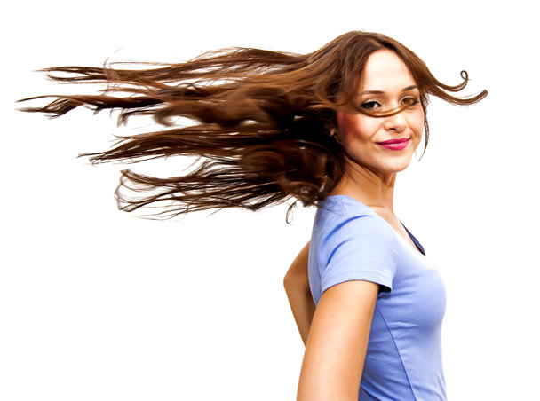 Portrait of Beautiful Young Woman Shaking Her Hair  - Foto, Imagen