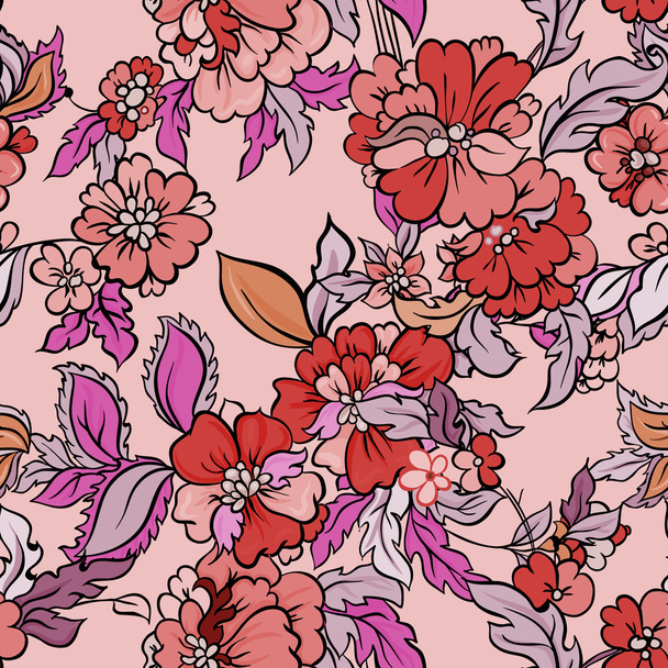 Vector retro floral seamless pattern - Vektor, obrázek