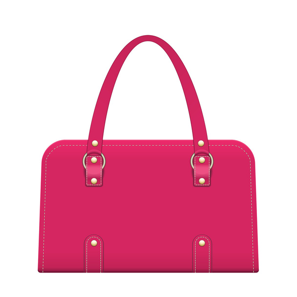 Detailed red female handbag on a white background. - Вектор, зображення