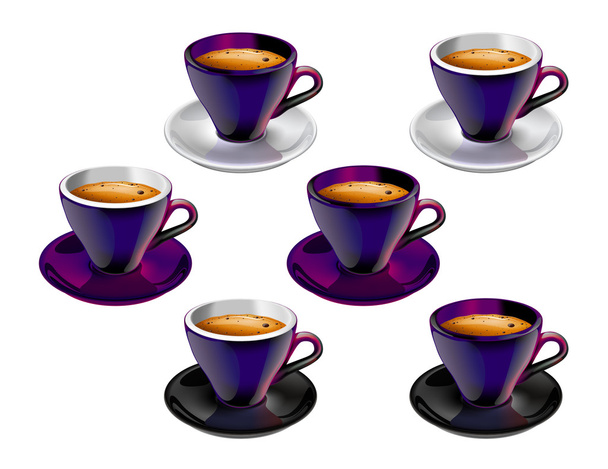 Lezzetli espresso Coffe fincan Koleksiyonu - Vektör, Görsel