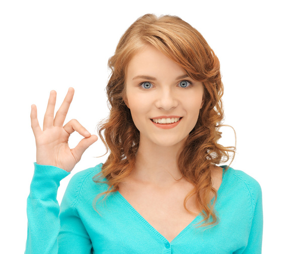 Teenage girl showing ok sign - Photo, image