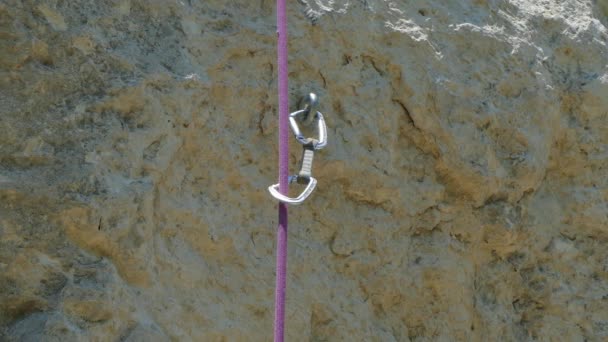 Climbing Rope Moving On Rock - Footage, Video