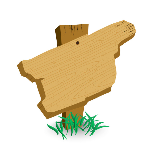 Signo de madera con hierba verde
 - Vector, imagen