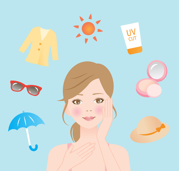 UV protection skin care - Vector, Image