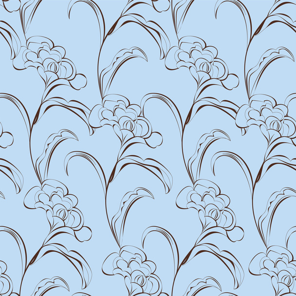 Seamless wallpaper with decorative flowers - Wektor, obraz