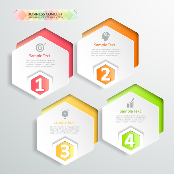 Design infographics 4 steps. Business concept infographic, Vector illustration.  - Vektor, Bild