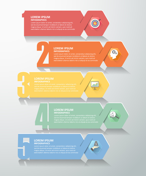 Design number option 5 steps. Business concept infographic - Διάνυσμα, εικόνα
