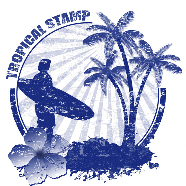 Tropical stamp - Vector, Image
