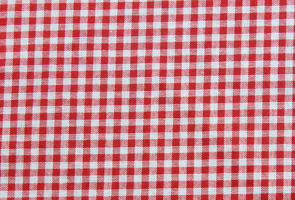 Red and white tablecloth background , plaid fabric texture - Photo, Image