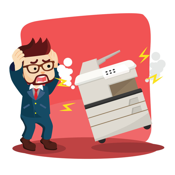 businessman panic because his photocopy machine was broken - Vektori, kuva
