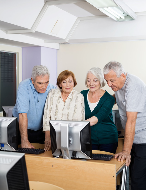 Senior Men And Women Using Computer In Class - Foto, Bild