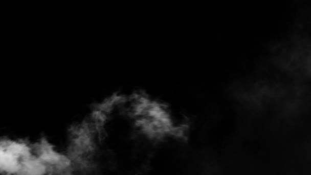 Sopro de névoa de vapor aleatório de baixo um fundo preto
 - Filmagem, Vídeo
