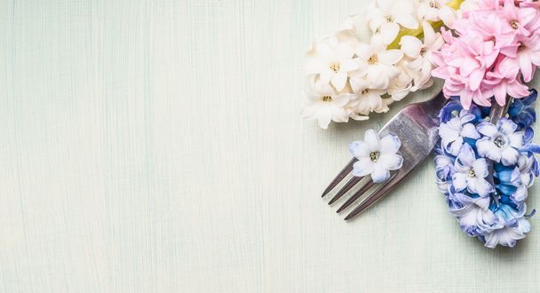 Fork with spring hyacinth - Photo, Image