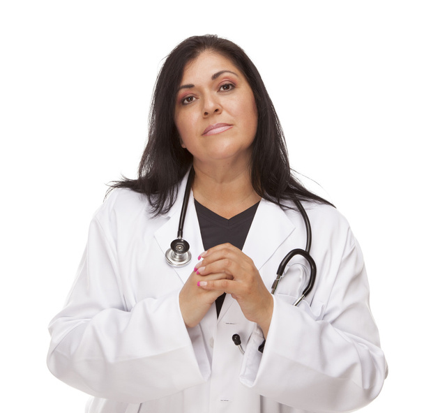 Стурбований жіночий іспанської лікаря або медсестру - Фото, зображення