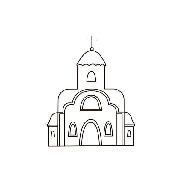 Ikone der Kirche. Zeichnung. Gebäude. Linie - Vektor, Bild