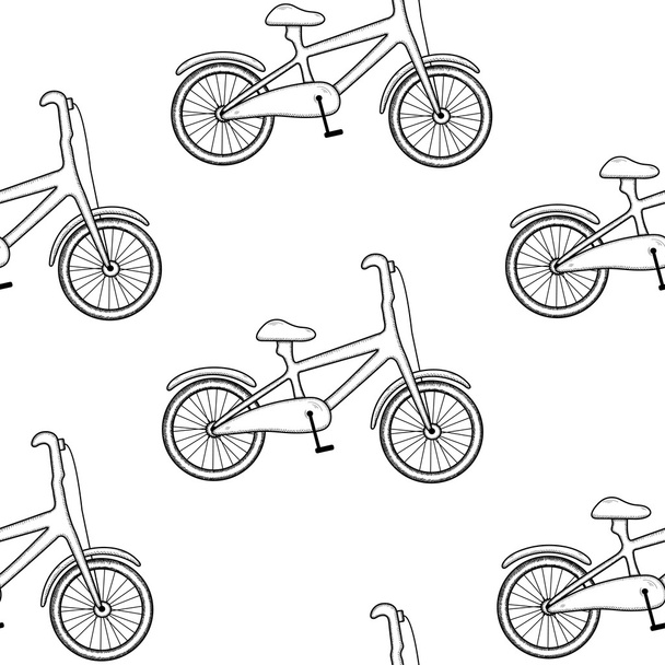 自転車のシームレスなパターン。Cycling.Monochrome 背景 - ベクター画像