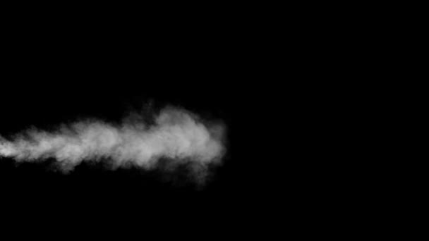 Sopro de névoa de vapor aleatório da esquerda um fundo preto
 - Filmagem, Vídeo
