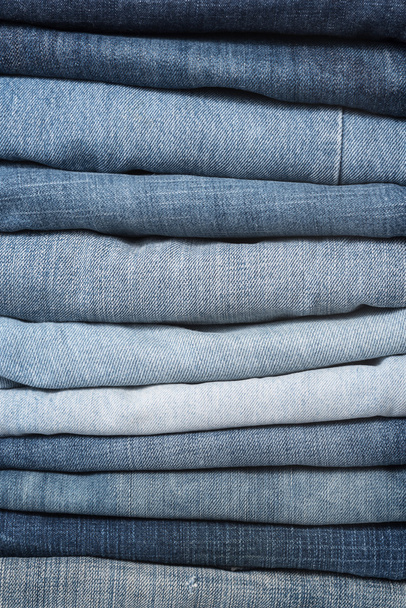 Jeans trousers stack closeup - Zdjęcie, obraz