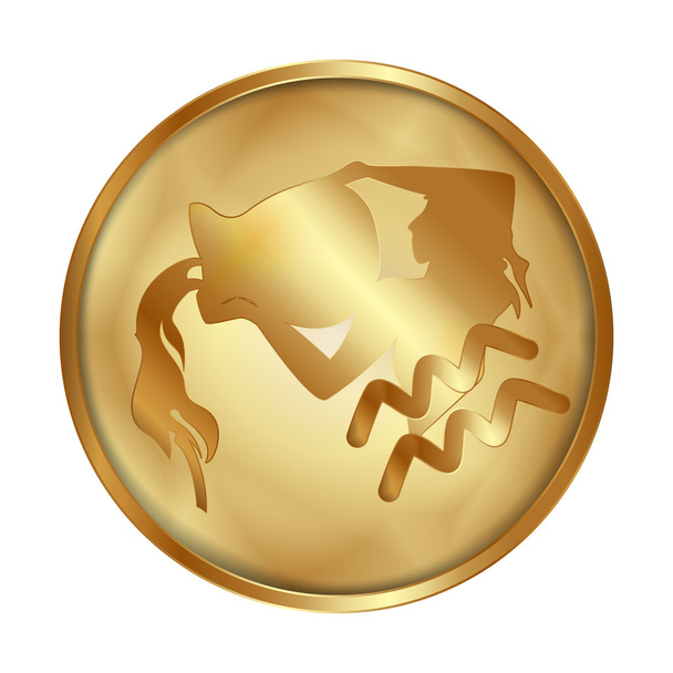 Медальйони Золотий диск Водолій - Вектор, зображення