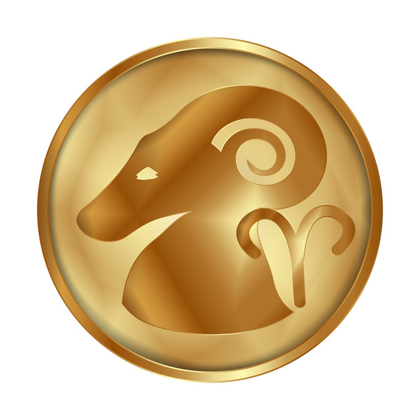 Золотой медальон Овен
 - Вектор,изображение