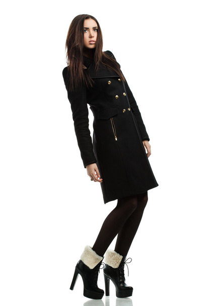 Beautiful fashionable woman in coat - Zdjęcie, obraz