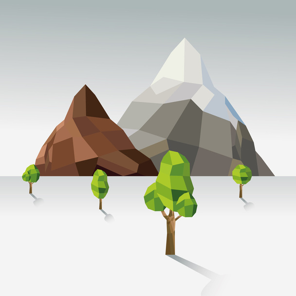 Baum und Berg-Ikone. Polygonales Bild. Vektorgrafik - Vektor, Bild