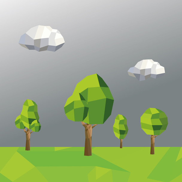 tree and cloud icon. Polygonal image. vector graphic - Vektör, Görsel
