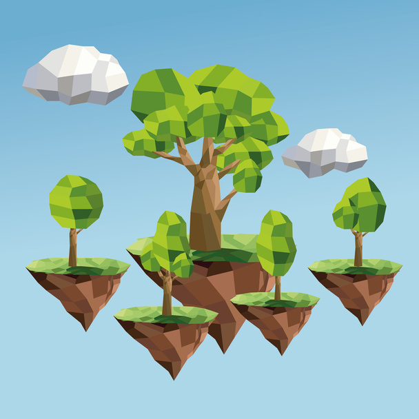 tree and cloud icon. Polygonal image. vector graphic - Вектор,изображение