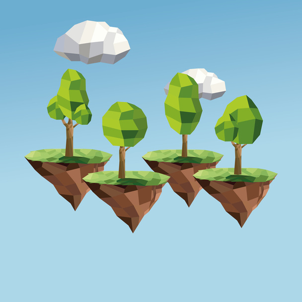 tree and cloud icon. Polygonal image. vector graphic - Vector, Image