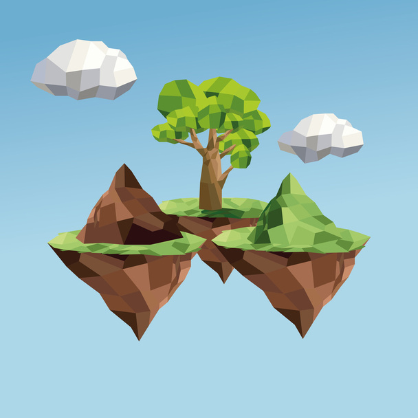 tree and cloud icon. Polygonal image. vector graphic - Вектор, зображення