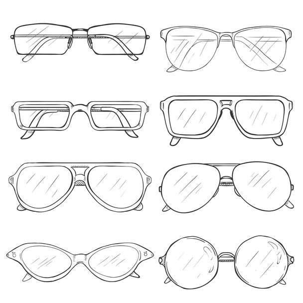 Set of Sketch Glasses - Vector, Image