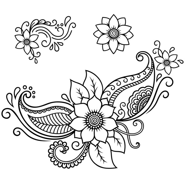 Henna tattoo flower template.Mehndi. - Vektor, obrázek