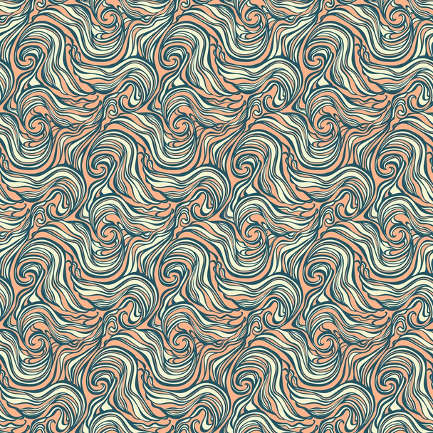 Seamless abstract hand-drawn curly pattern with waves and swirls - Vektor, obrázek