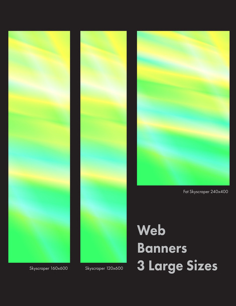 3 μεγέθη ασβέστη πράσινο χρωματισμένο γυαλί πανό για το Διαδίκτυο - Διάνυσμα, εικόνα