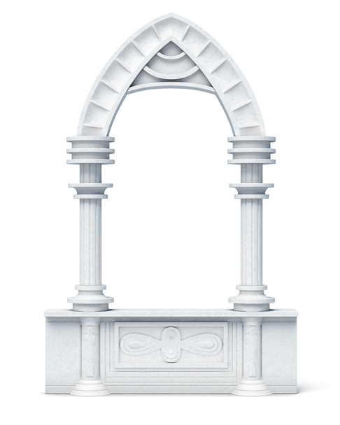 Architectonische objecten (kolommen, boog, parapet, balustrade) op WH - Foto, afbeelding