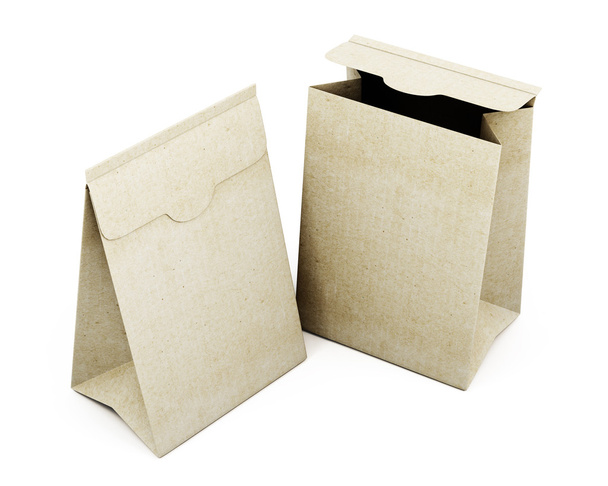 Paquete de papel abierto y cerrado aislado sobre fondo blanco. 3d
 - Foto, Imagen