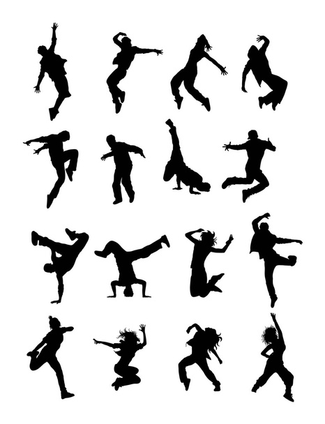 Hip Hop bailarines modernos siluetas
  - Vector, Imagen