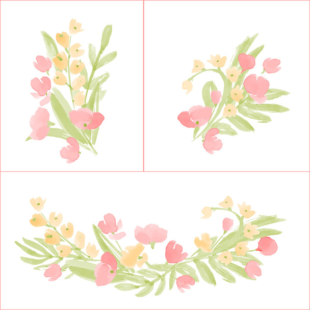 Σύνθεση λουλουδιών και τα φύλλα - Διάνυσμα, εικόνα