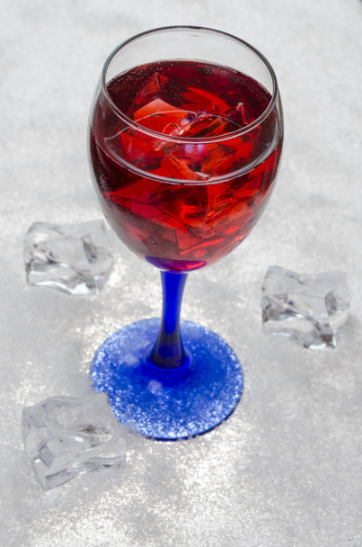 cherry juice with ice on a white background - Photo, Image