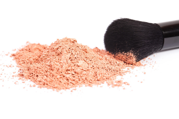 Powder blush and black makeup brush - Photo, Image
