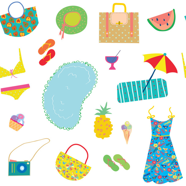Summer funny pattern for woman with accessories - Вектор, зображення
