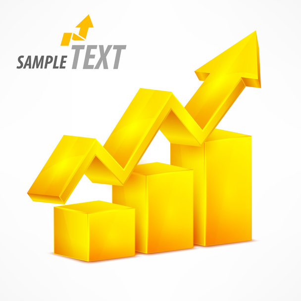 Yellow chart with arrow on white  - Vector, Image