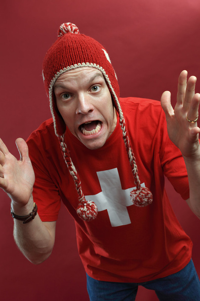 Crazy Swiss sports fan - Foto, immagini