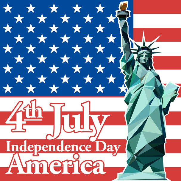 Čtvrtého července den nezávislosti kartu, Socha svobody. Digitální vektorový obrázek - Vektor, obrázek