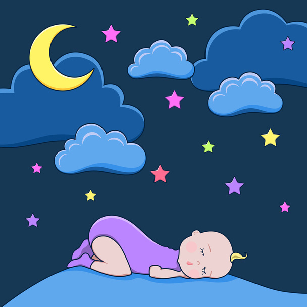 Vector  illustration of sleeping baby, - Vektör, Görsel